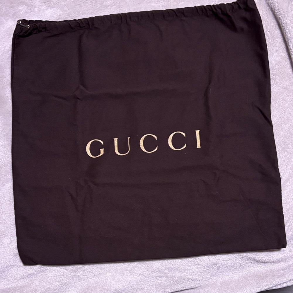 Gucci 20x20 Drawstring Brown w/ Gold Lettering…Dust Bag. PERFECT CONDITION